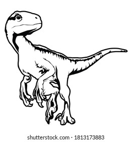 black and white illustration with dinosaur object