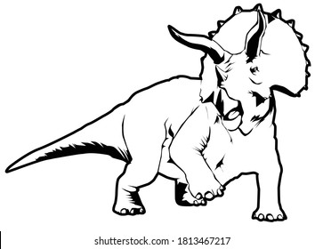 black and white illustration with dinosaur object