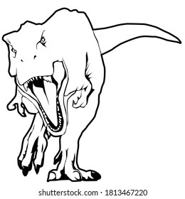 black and white illustration with dinosaur object