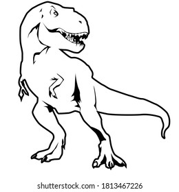 black and white illustration with dinosaur object