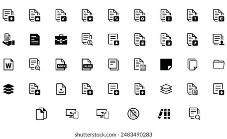 Black and White Illustration Document Icon set 