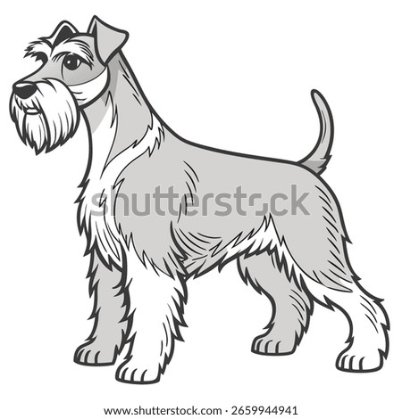 A Black and White Illustration Dog