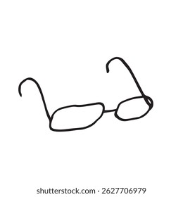 black and white illustration of doodle-style glasses. for patterns, prints, stickers, educational projects, school themes, infographics, posters, and web design.registration of office supplies, school