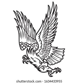 black and white illustration of an eagle