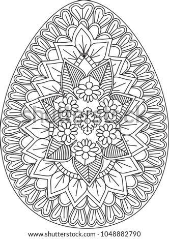 Download Black White Illustration Easter Egg Mandala Stock Vector ...