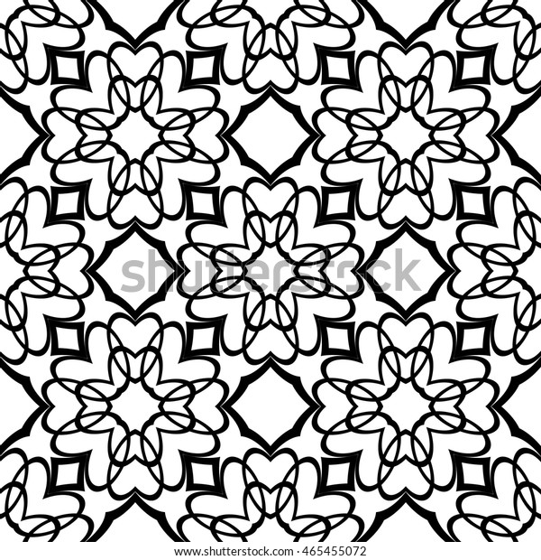 Black White Illustration Easy Festive Ornament Stock Vector Royalty Free 465455072,Easy Black And White Simple Flower Design