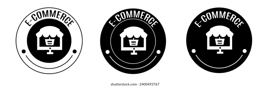 Black and white illustration of ecommerce icon in flat. Stock vector.