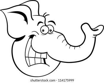 Black and white illustration of an elephant head