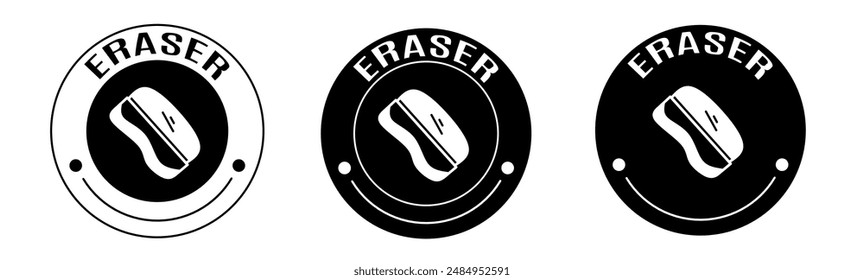 Black and white illustration of eraser icon in flat. Stock vector.