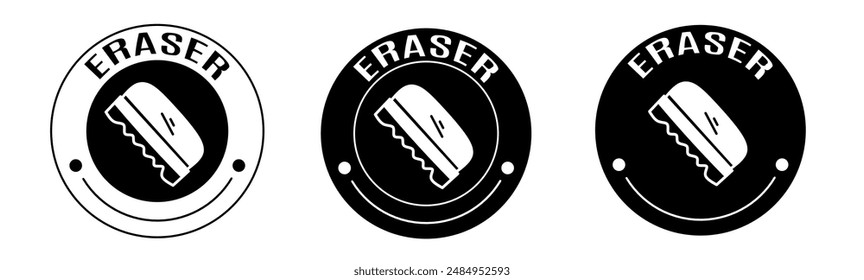 Black and white illustration of eraser icon in flat. Stock vector.