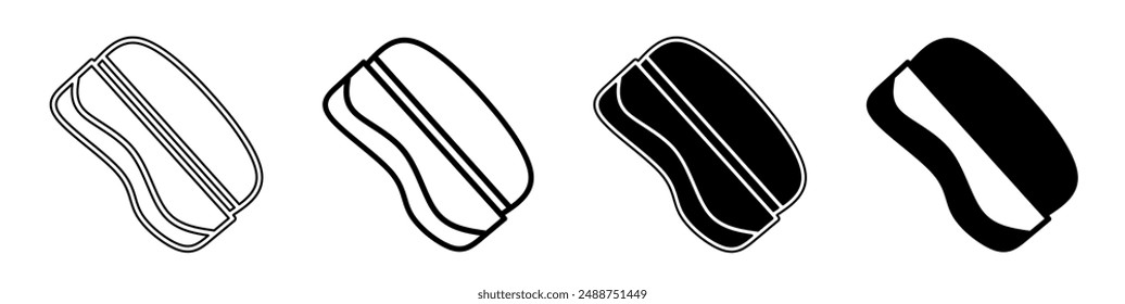 Black and white illustration of a eraser. Eraser icon collection with line. Stock vector illustration.