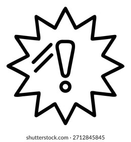 Una ilustración en blanco y negro de un signo de exclamación dentro de una explosión estelar