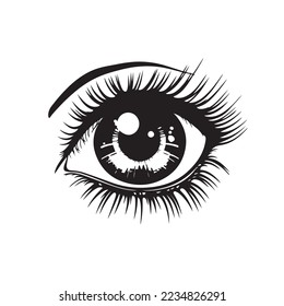 ilustración en blanco y negro del ojo, vector