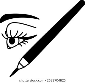 black and white illustration an eyeliner
