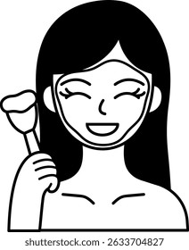 black and white illustration a facial mask