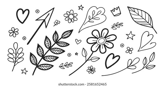 A black and white illustration featuring various arrows and arrowheads, drawn in a whimsical, hand-drawn style. The arrows vary in size and design, with some featuring feathers and others simple point
