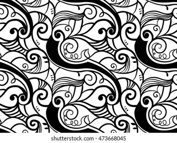 Ilustração em preto e branco com vinhas criando um padrão contínuo