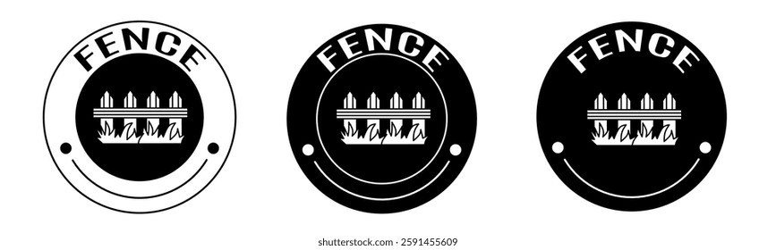 Black and white illustration of fence icon in flat. Stock vector.