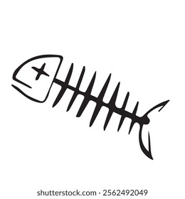 black and white illustration, Fishbone icon