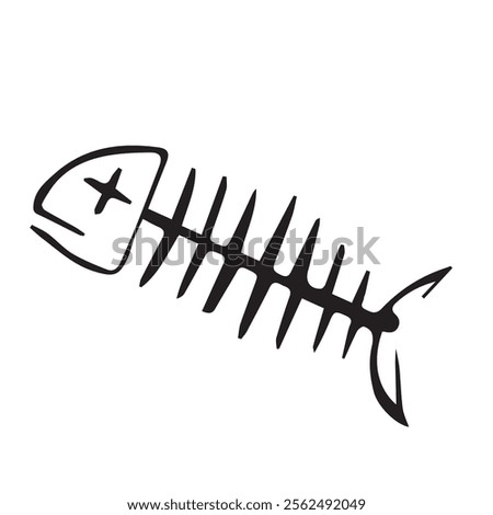 black and white illustration, Fishbone icon