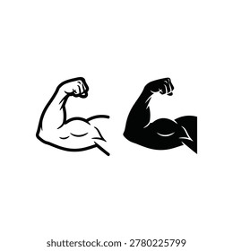 Black and white illustration of flexed biceps