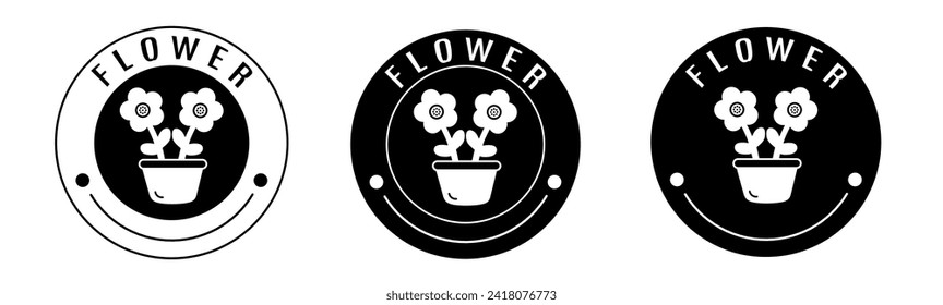 Black and white illustration of flower sign icon in flat. Stock vector.