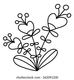 Black and white illustration of flowers. Vector.
