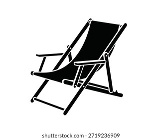 Uma Ilustração Em Preto E Branco De Uma Cadeira De Convés Dobrável Sobre Um Fundo Branco