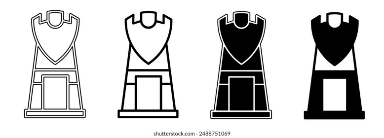 Black and white illustration of a fortress. Fortress icon collection with line. Stock vector illustration.