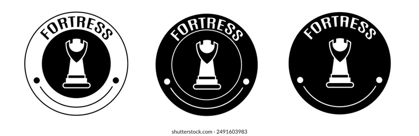 Black and white illustration of fortress icon in flat. Stock vector.