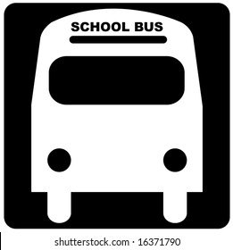 black and white illustration of the front of a school bus