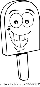 Black and white illustration of a frozen treat.