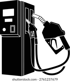 Black and white illustration of a fuel pump nozzle and dispensing unit Vector