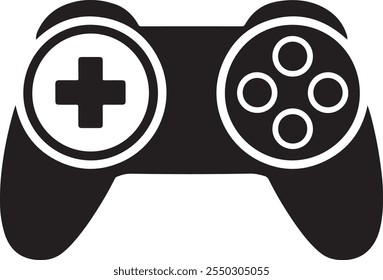 Black and White Illustration of a Gaming Controller  Icon for gaming apps and websites