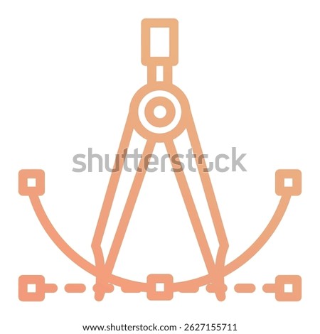 Black and white illustration of a geometric compass tool drawing a bezier curve. Symbolizes design, accuracy, and precision