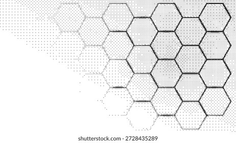 Schwarz-Weiß-Illustration eines geometrischen Musters mit Sechsecken