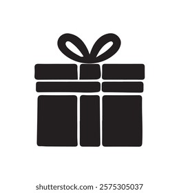 black and white illustration of a black and white gift