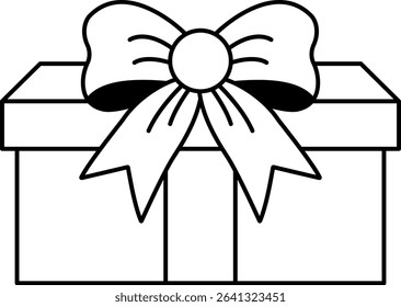black and white illustration of a gift box