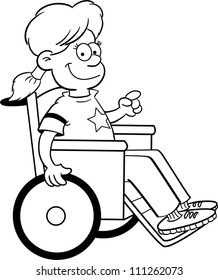 Black White Illustration Girl Wheelchair Stock Vector (Royalty Free ...