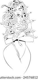 black and white illustration of half body of jellyfish