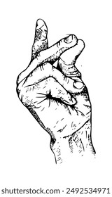 Black and white illustration of hand