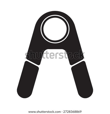 A black and white illustration of a hand grip strength trainer