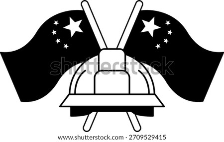 black and white illustration of a hard hat in front of the chinese flag