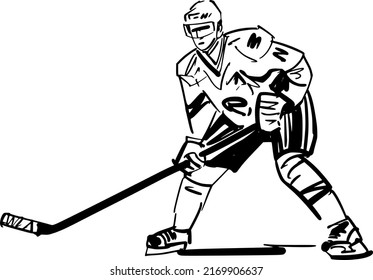 black and white illustration of the hockey player silhouette