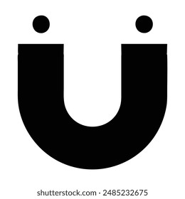 Black and white illustration of a horseshoe magnet. Vector illustration