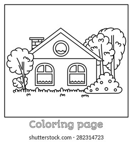 Black and white illustration of a house. Vector.