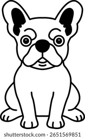 ícone de ilustração preto e branco de um Bulldog Francês