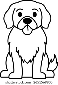 ícone de ilustração preto e branco de um cachorro Golden Retriever