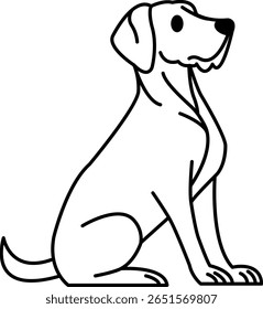 ícone de ilustração em preto e branco de um Labrador Retriever