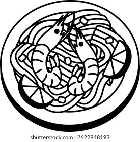 black and white illustration icon of Pad Thai